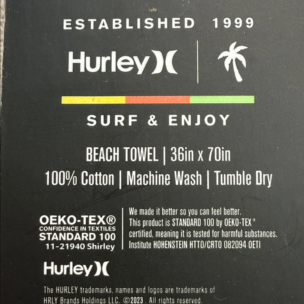 NWT Hurley Multicolor Striped Towel size is 36 x 70